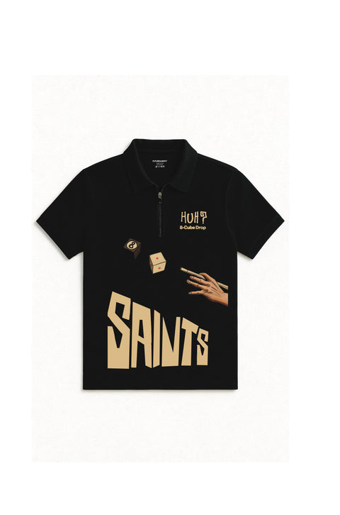 8-ball cube zip polo