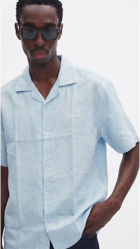 sky blue linen shirt