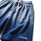 Blue ombre embroidered shorts