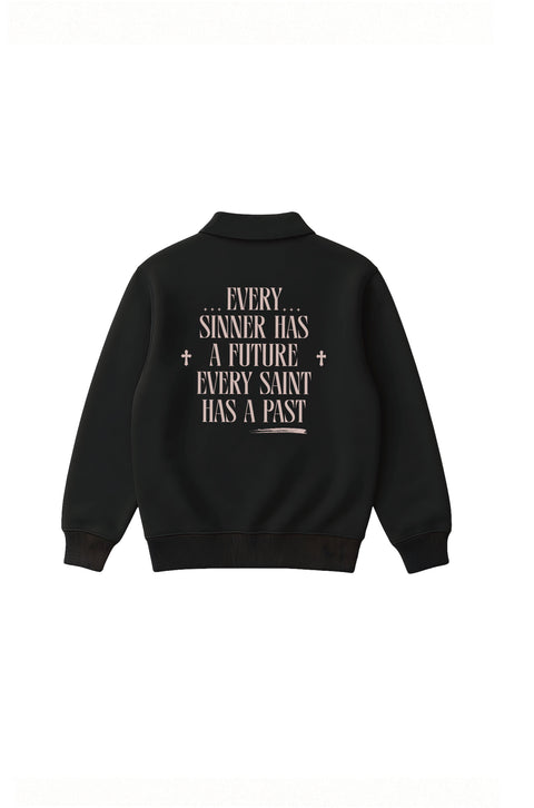Deep quote half zipper sweatshirts