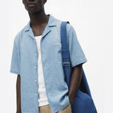 Washed denim embroidered shirt