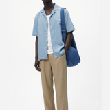 Washed denim embroidered shirt