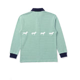 Green derby club striped polo