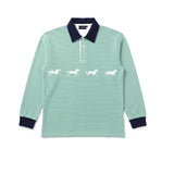 Green derby club striped polo
