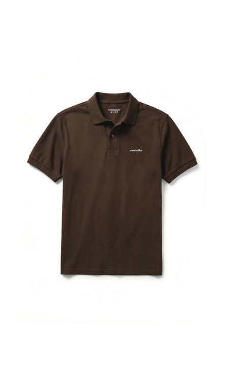 Embroidered saints brown polo