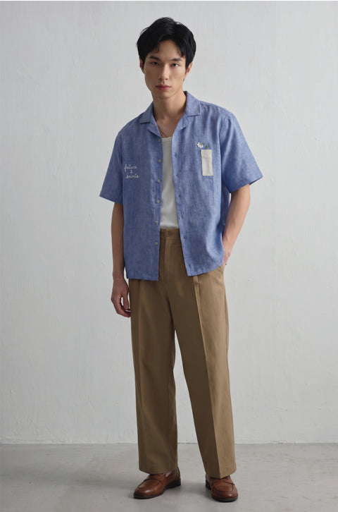 the bloom linen embroidered shirt