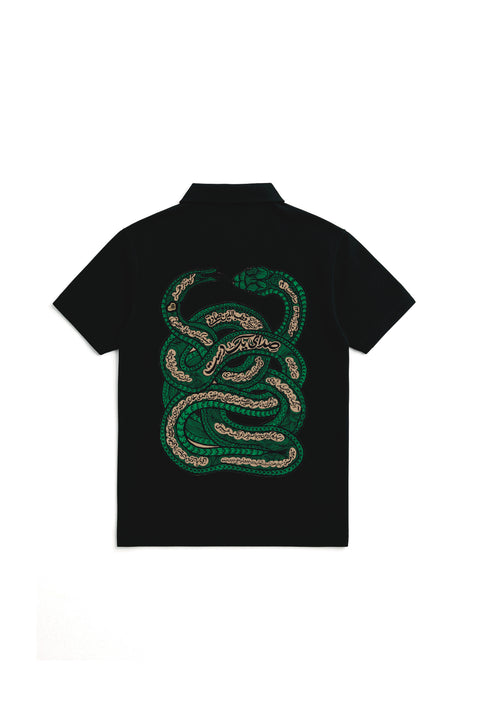 Ancient snake zip polo
