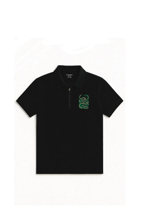 Ancient snake zip polo