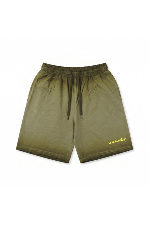 Basics dark green embroidered unisex shorts