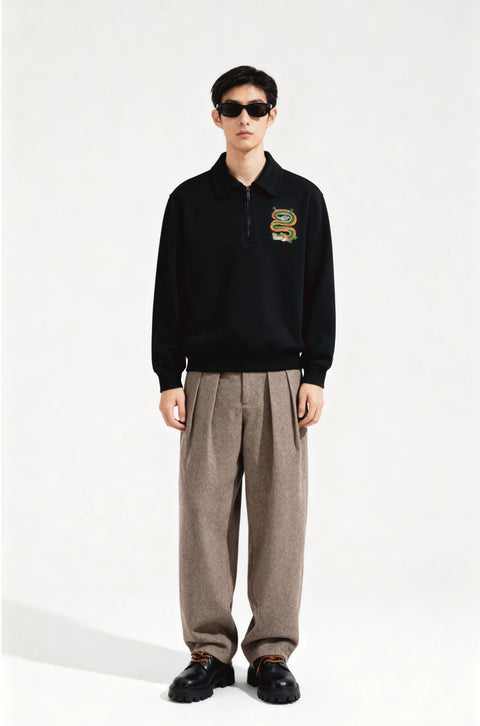 Chinese dragon half zipper sweatshirt