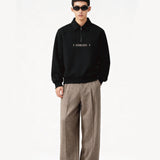 Deep quote half zipper sweatshirts