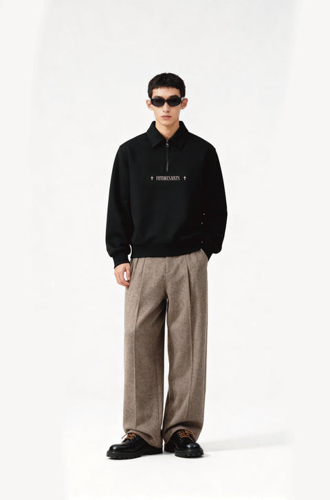 Deep quote half zipper sweatshirts