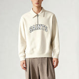 University beige half zipper sweatshirt