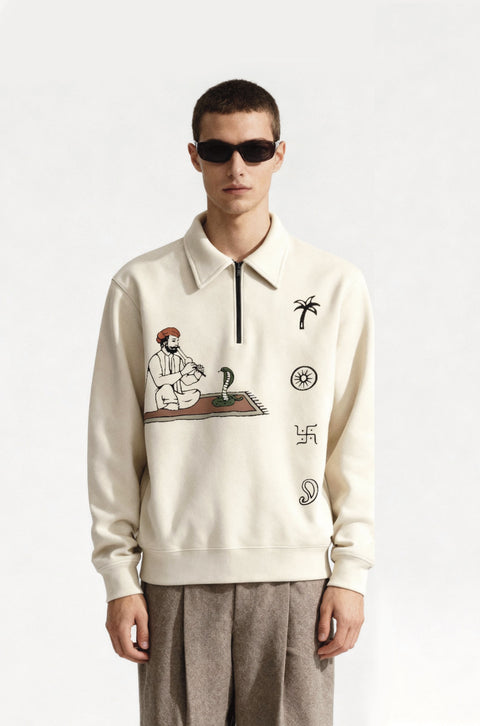 Snake charmer half zipper sweatshirt