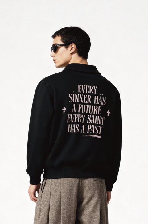 Deep quote half zipper sweatshirts