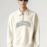 University beige half zipper sweatshirt