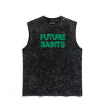 Greens stone wash tank top