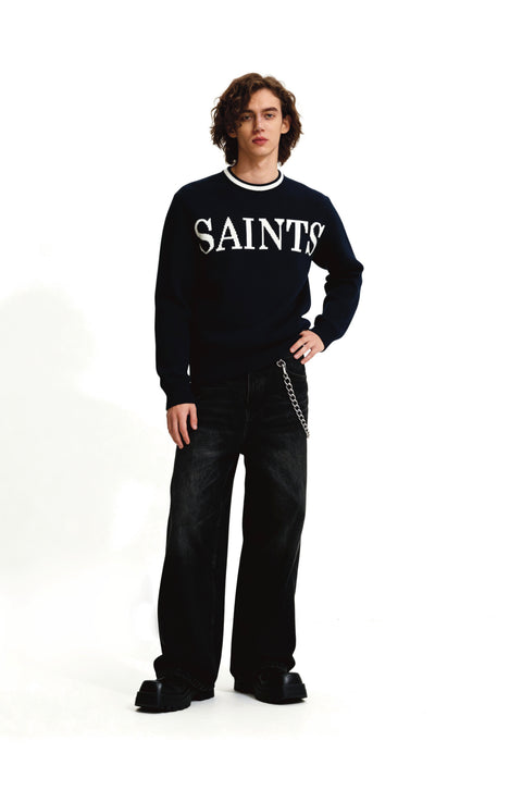 Knitted SAINTS navyblue sweatshirt