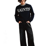 Knitted SAINTS navyblue sweatshirt