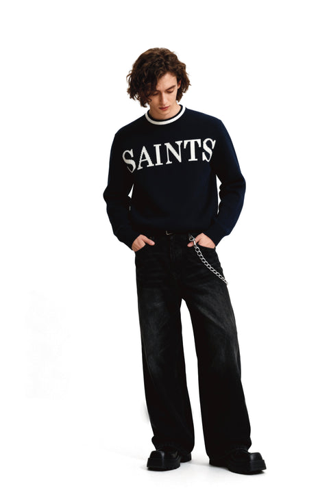 Knitted SAINTS navyblue sweatshirt