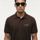 Embroidered saints brown polo