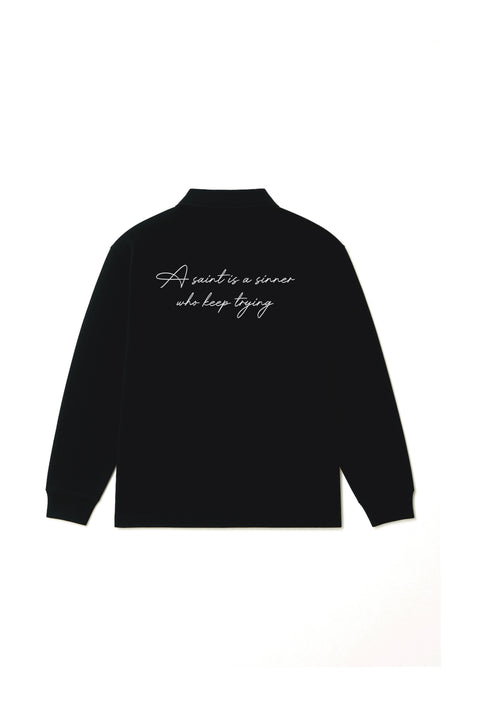 Signature quote long sleeve polo