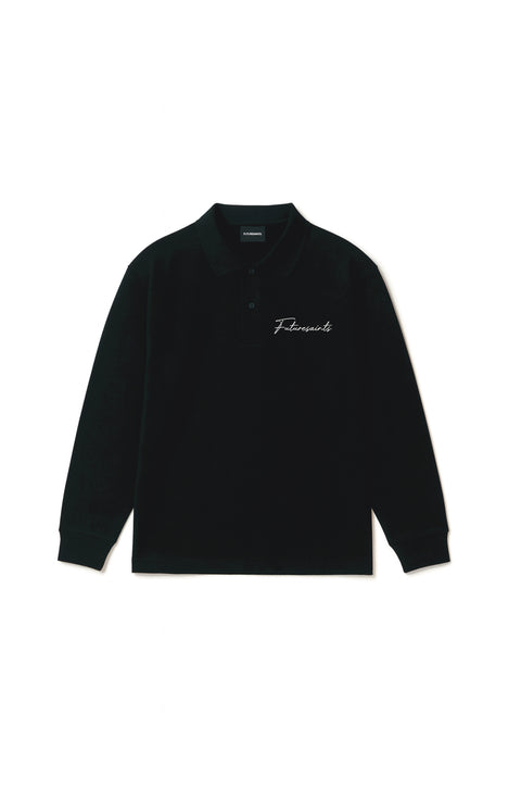 Signature quote long sleeve polo