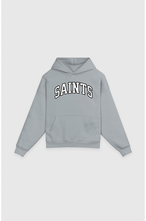 University grey box fit hoodie