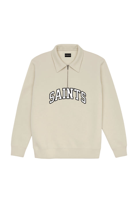 University beige half zipper sweatshirt