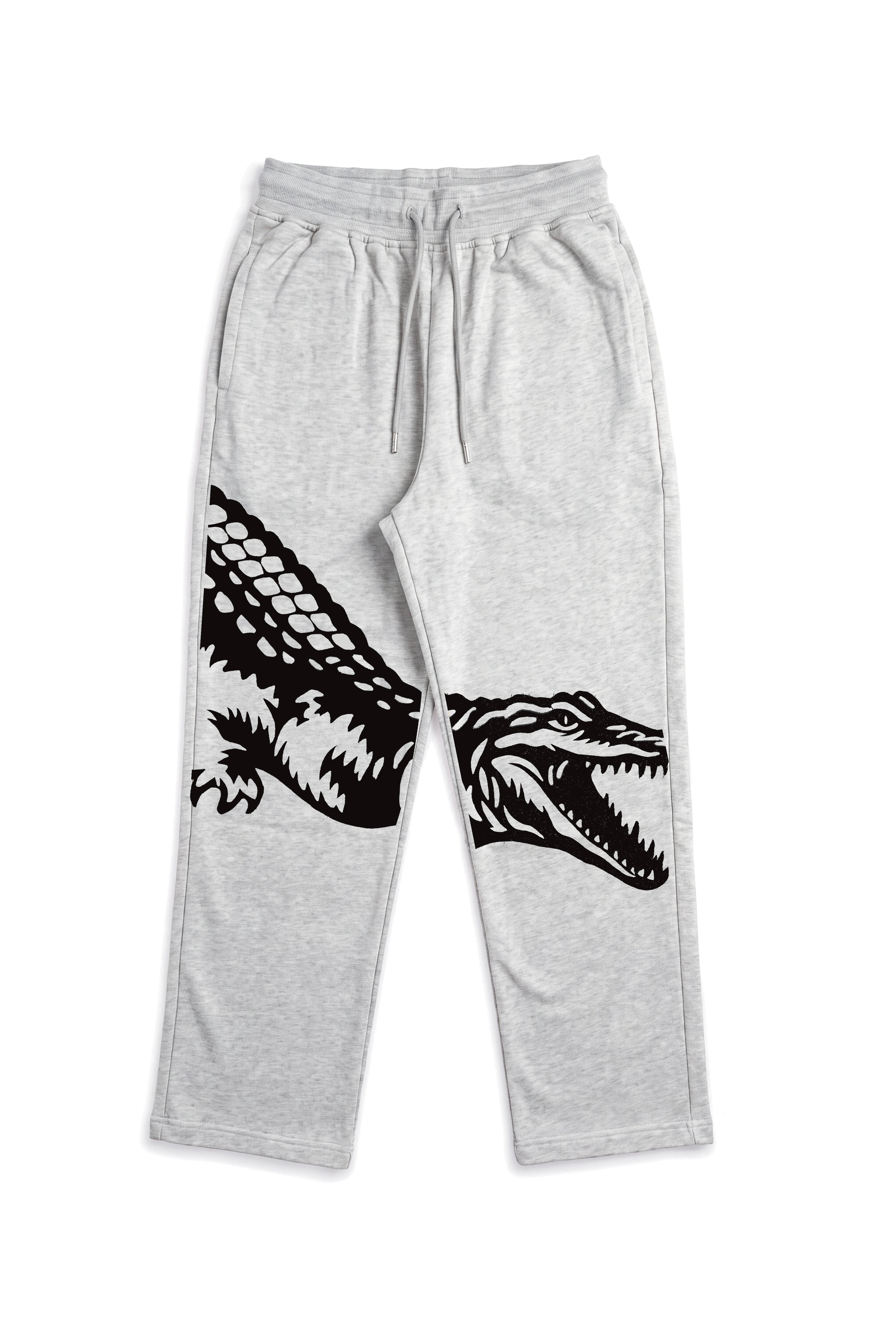 Black Alligator Grey Sweatpants