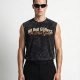 Faraway gold stone wash tank top