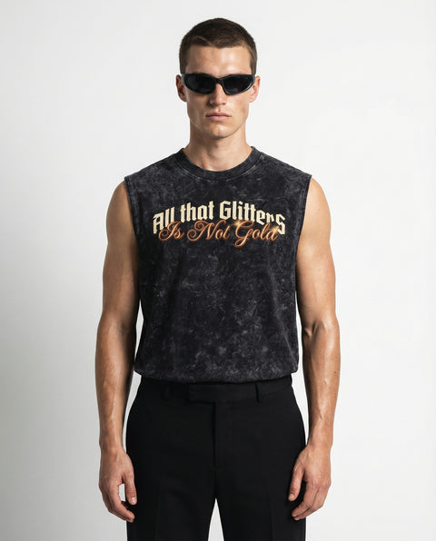 Faraway gold stone wash tank top