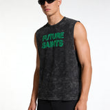 Greens stone wash tank top