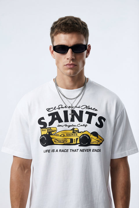 S1 racing white oversized tshirt
