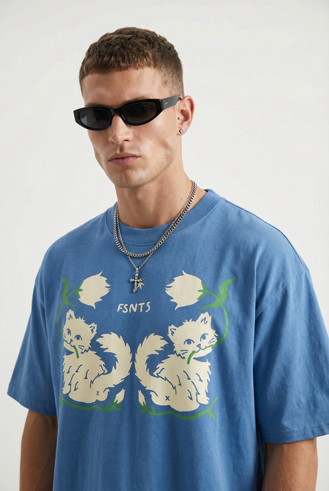 Twin cats oversized tshirt