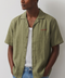 olive green embroidered linen shirt